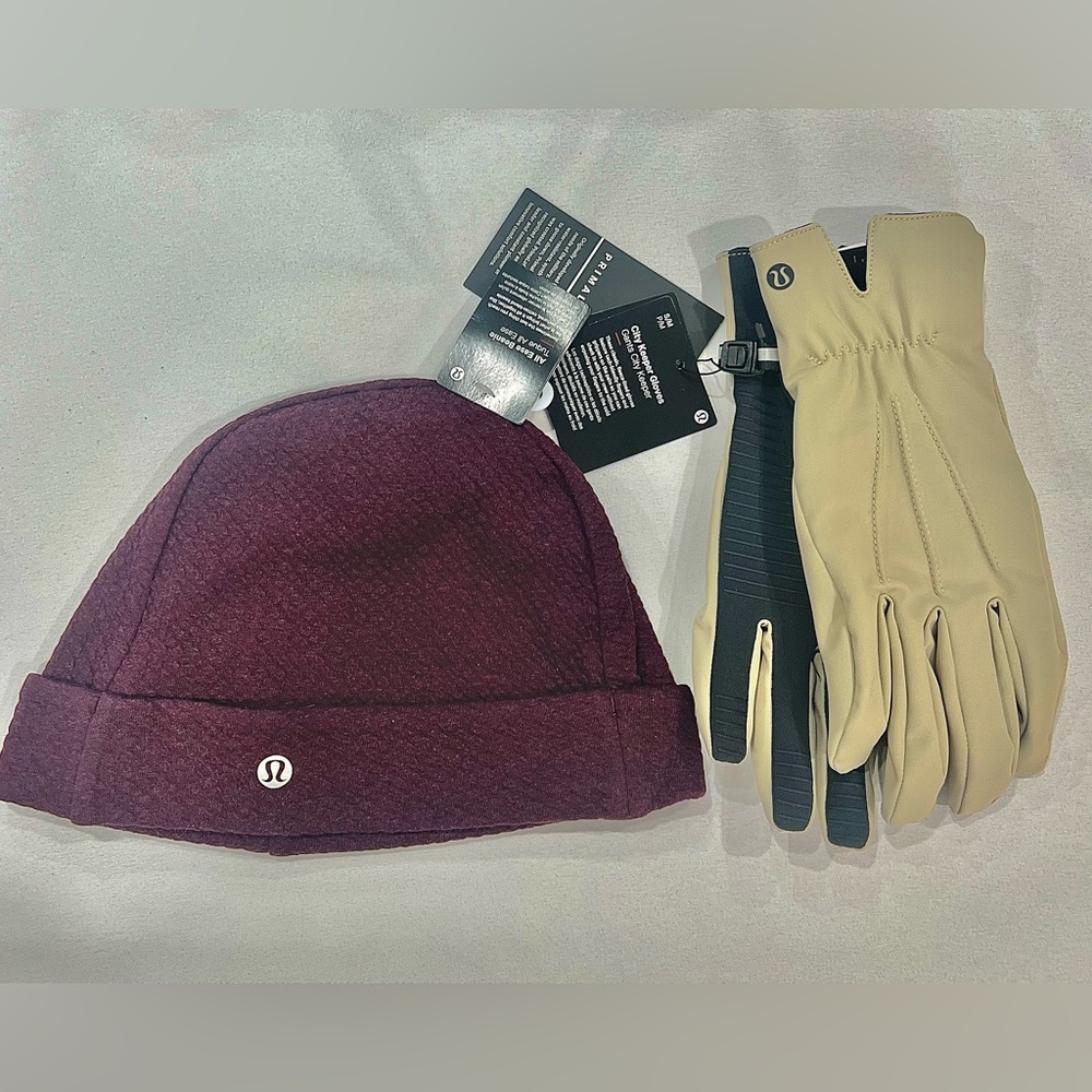 Lululemon SET City Keeper Gloves & All Ease Beenie Hat NWT 😎Summer Special